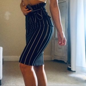 Black and White Striped Pencil Skirt